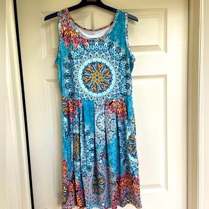 AUSELILY Women Summer Casual Dresses Beach Cover up Plain Pleated Tank Dress